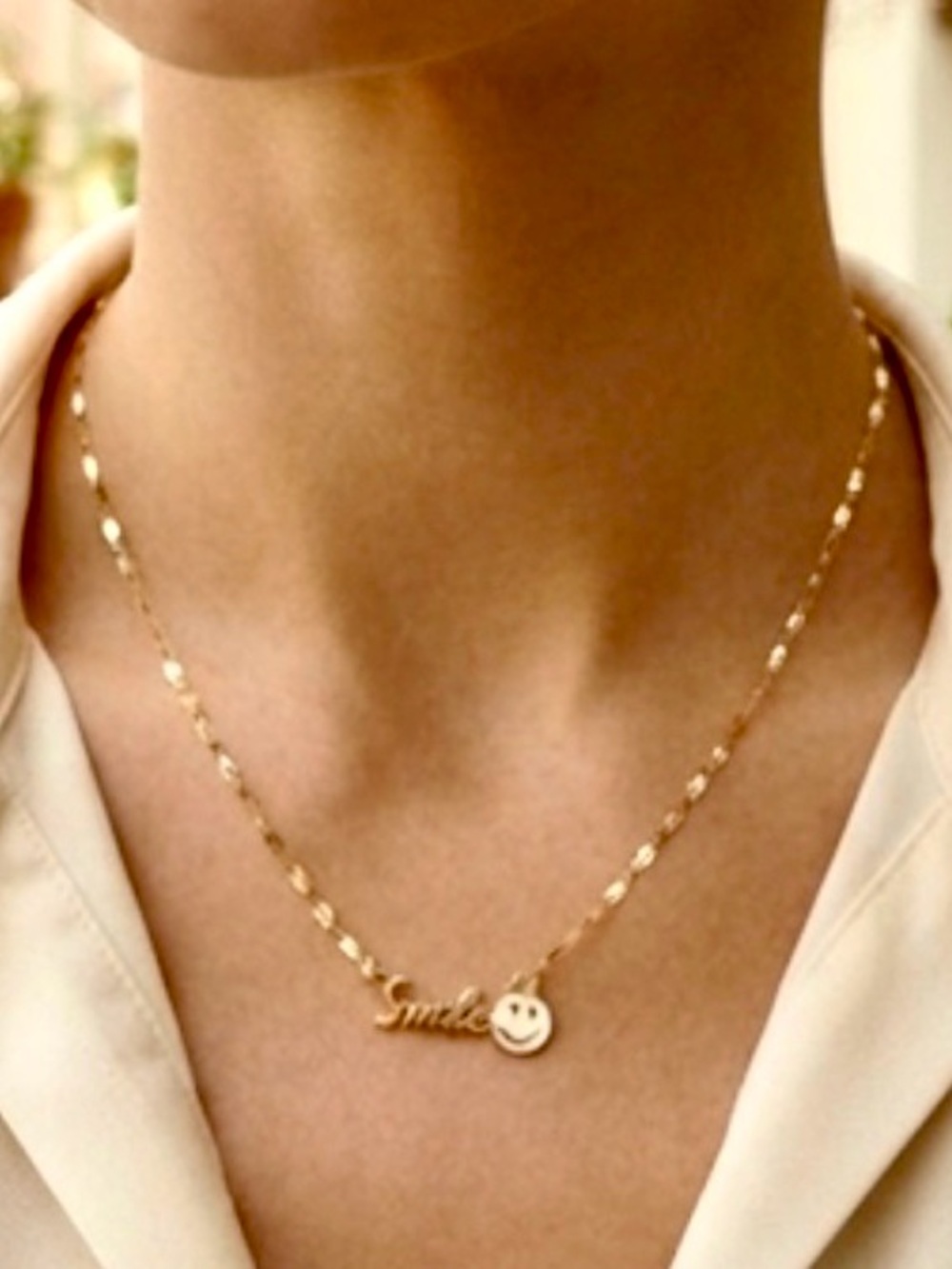 18K Gold plated Smile' Pendant Necklace - Women Jewelry